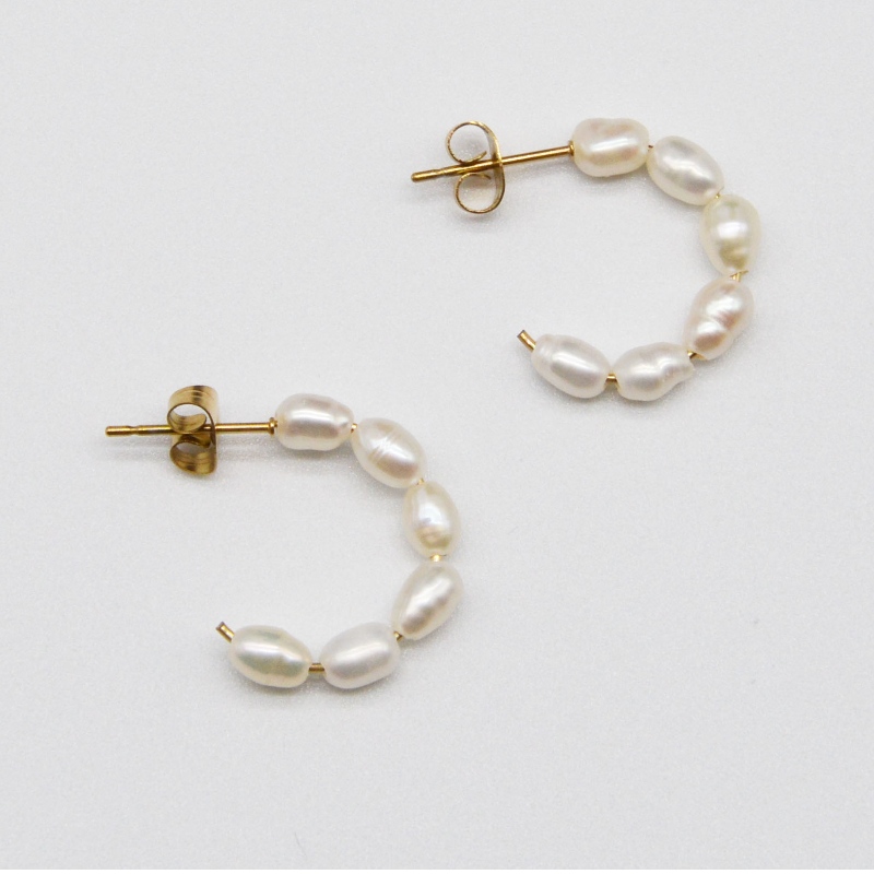 Roestvrij Steel Pearl oorbellen, mode sieraden, mode sieraden, Pearl Jewelry rfbearg0066