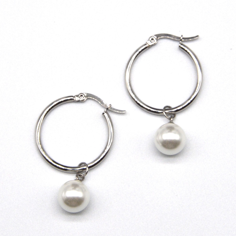 Roestvrij Steel Pearl oorbellen, mode sieraden, mode sieraden, Pearl Jewelry rfbear1466
