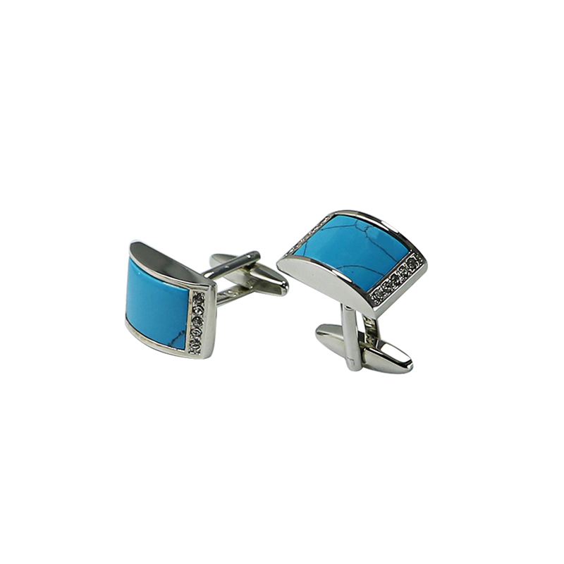 Turquoise ^ Crystal Domed Rectangle Custom Cuff Links