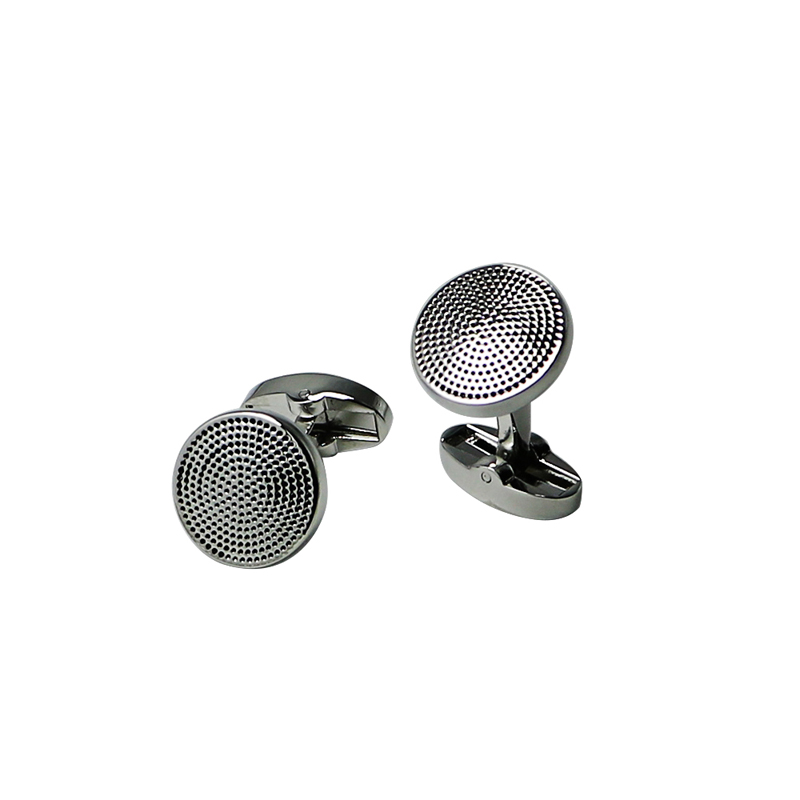 Round Dots Silvertone Persoonlijke Cuff Links