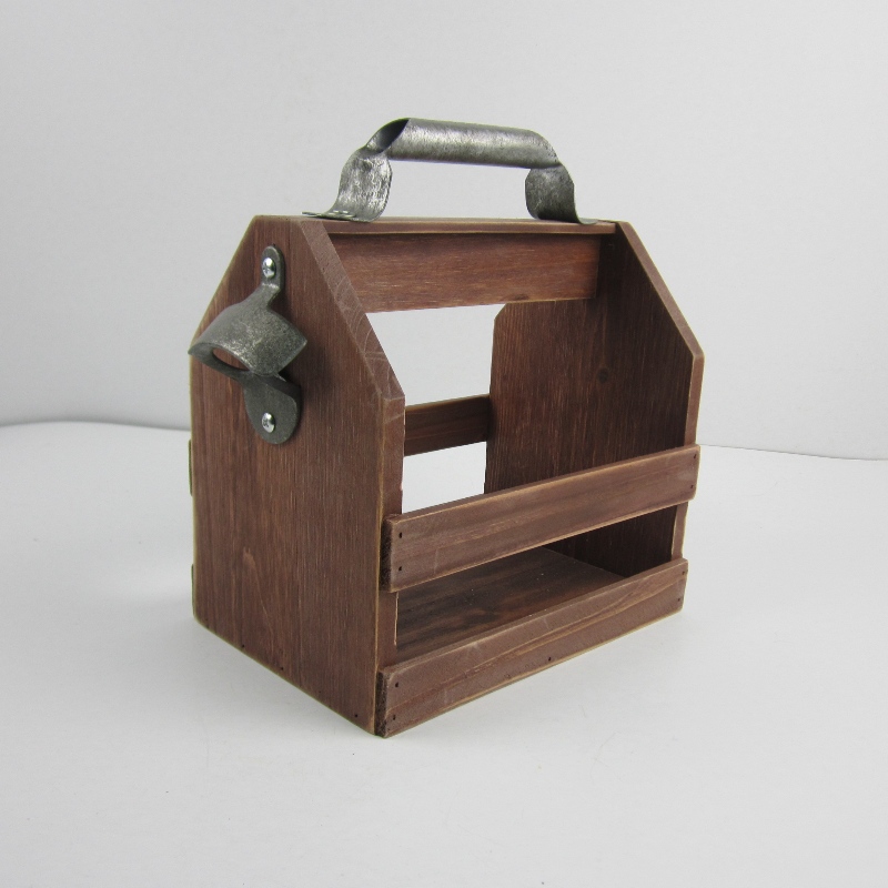 6-Pack Houten Bierfles Caddy met Opener