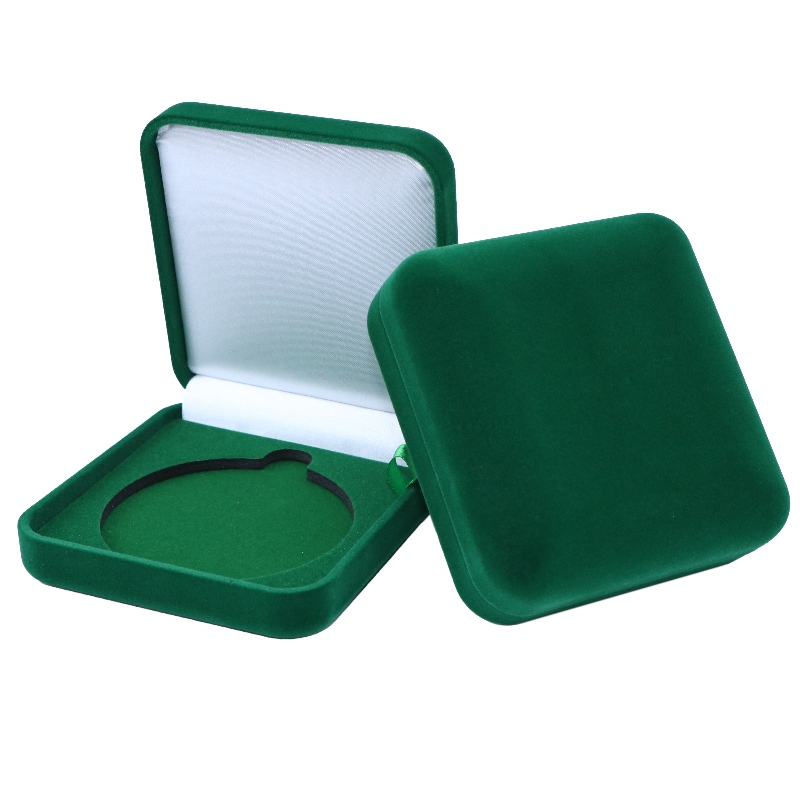 Artikel F-80 ronde vorm fluwelen doos voor munt, badge & armband, etc, mm. 90 * 95 * 38, weegt ongeveer 86 g