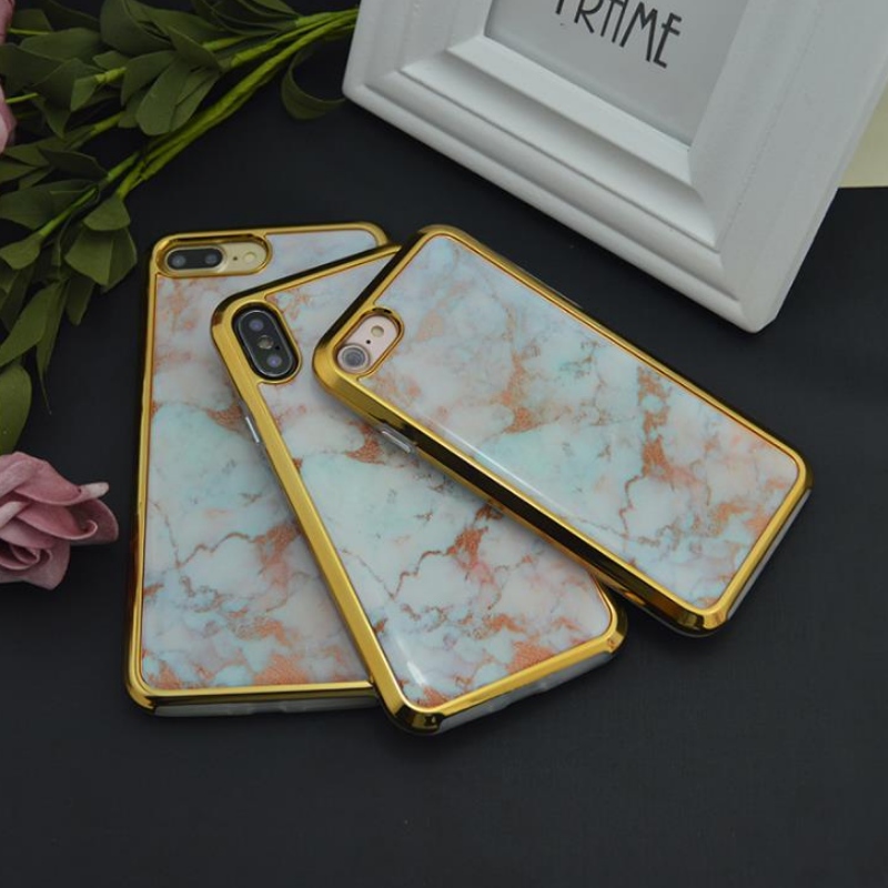 PC-elektroplaat twee-in-een iphone voor de Plus Marble, drop-gel case iphone EX fabriek customization