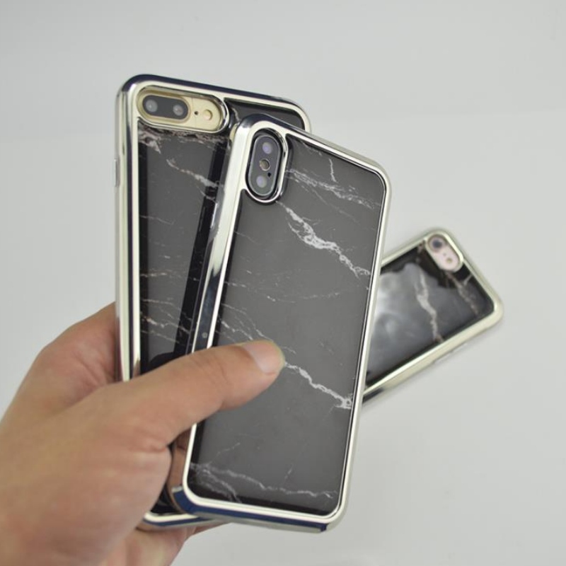PC-elektroplaat twee-in-een iphone voor de Plus Marble, drop-gel case iphone EX fabriek customization