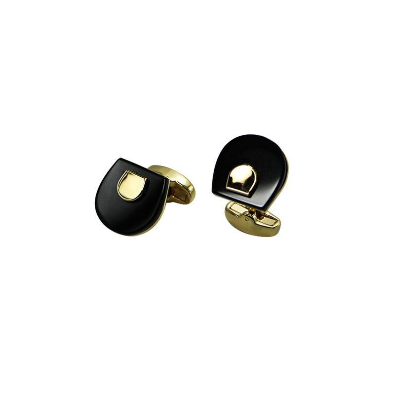 Zwarte Agate Goldtone klassieke manchetknopen
