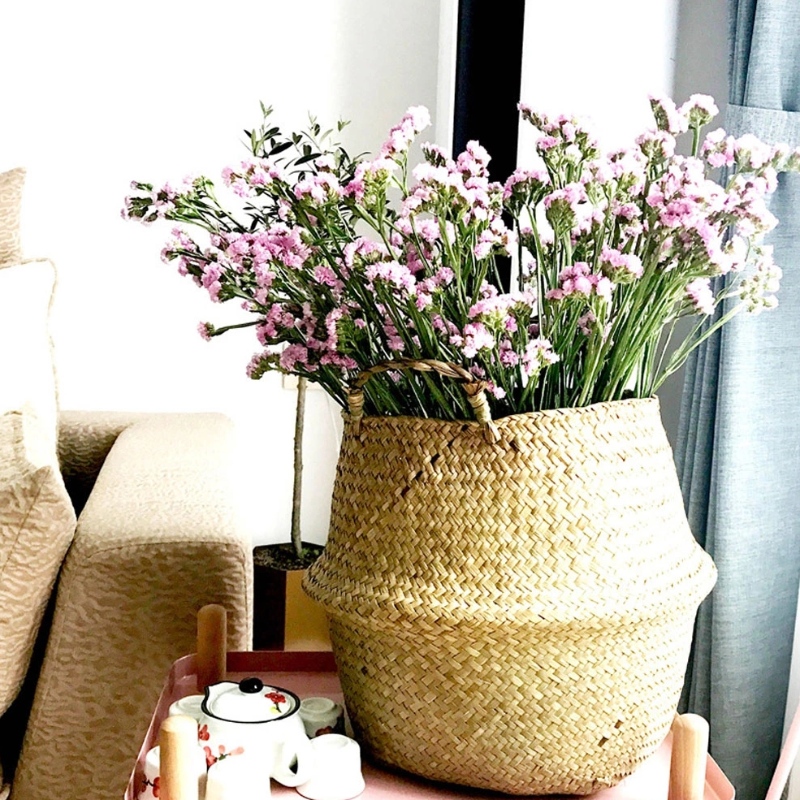 Geweven zeegras buikmand voor opslag bloempot broekstandaard