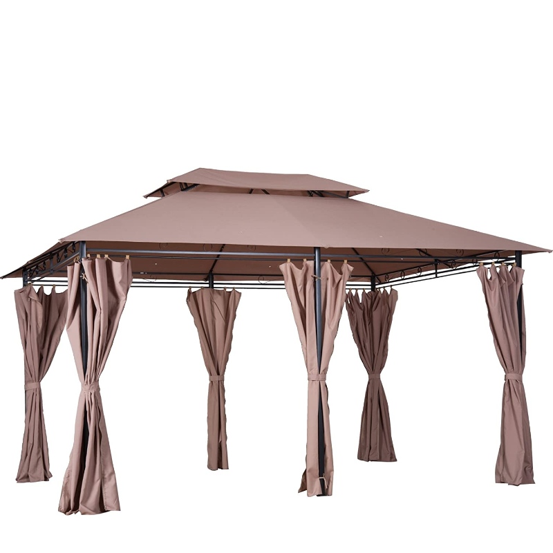 Outdoor 10 'x 13' 2-Tier metalen frame Gazebo met gordijnen voor Patio