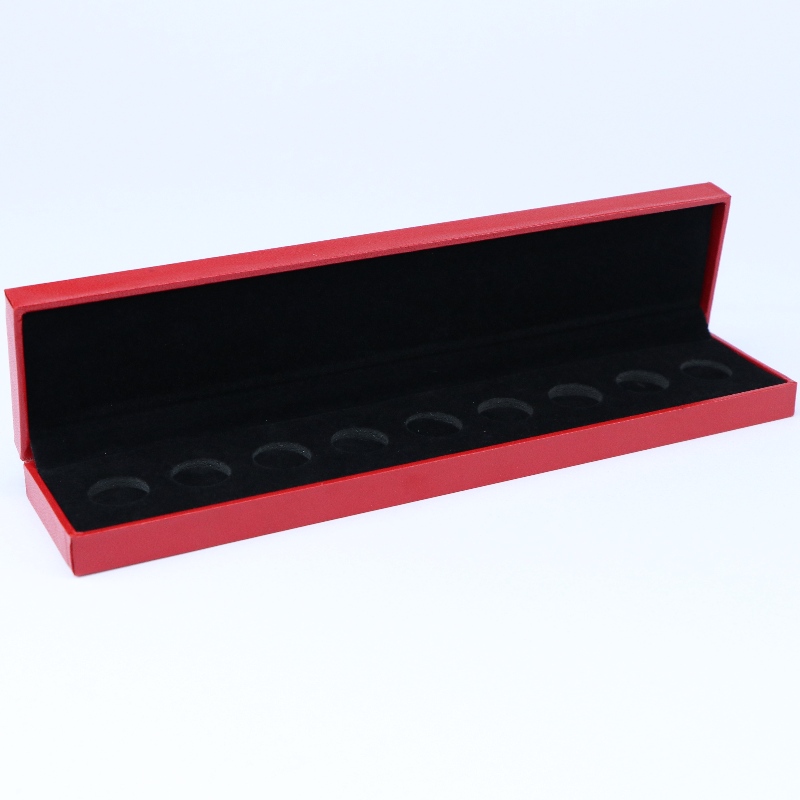 Artikel V-11 rechthoek Kunstleer Papieren doos voor 210 * 35mm munt, badge & ketting, etc. mm. 240 * 52 * 30, weegt ongeveer 130 g