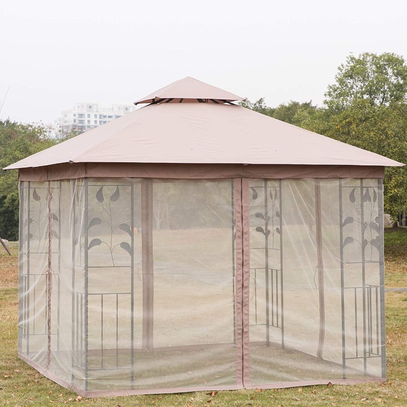 Openlucht Gazebo-de Rechthoektent van de Staalstof met Netwerkgordijn