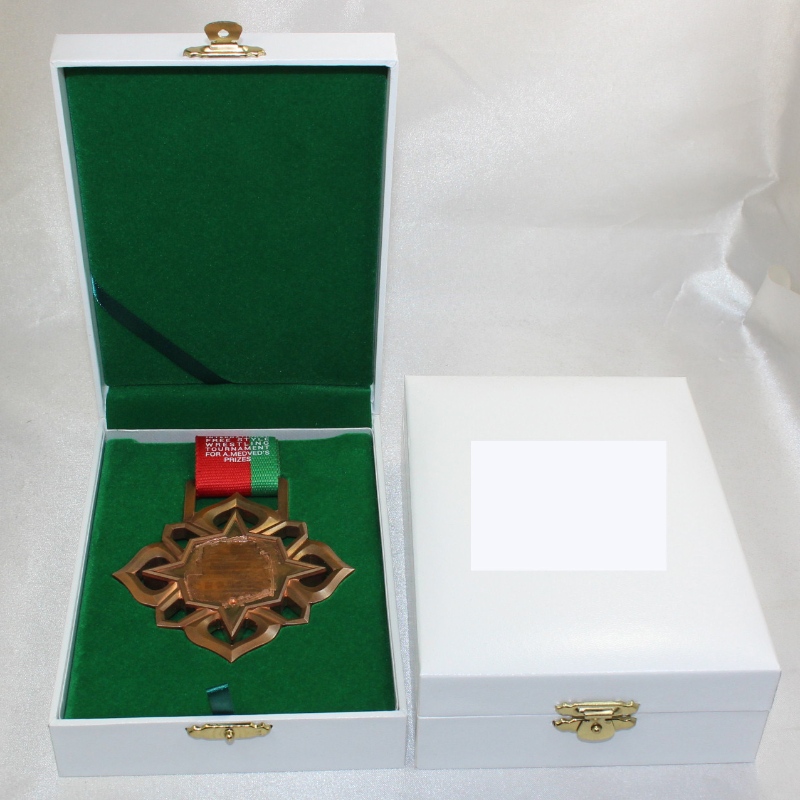 Item V-15L rechthoek PU leren doos voor 90*120 mm medaille, munt & badge, etc. mm.110*157*40, gewicht over 185g