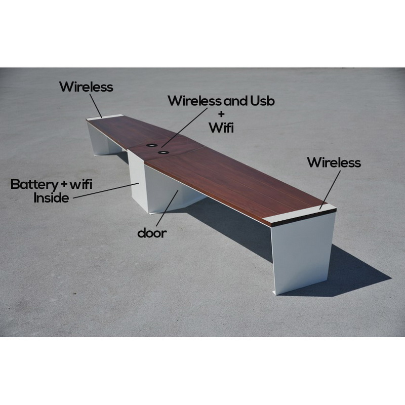 Energiebesparing Aangepaste kleurvorm Smart Solar Powered Bench