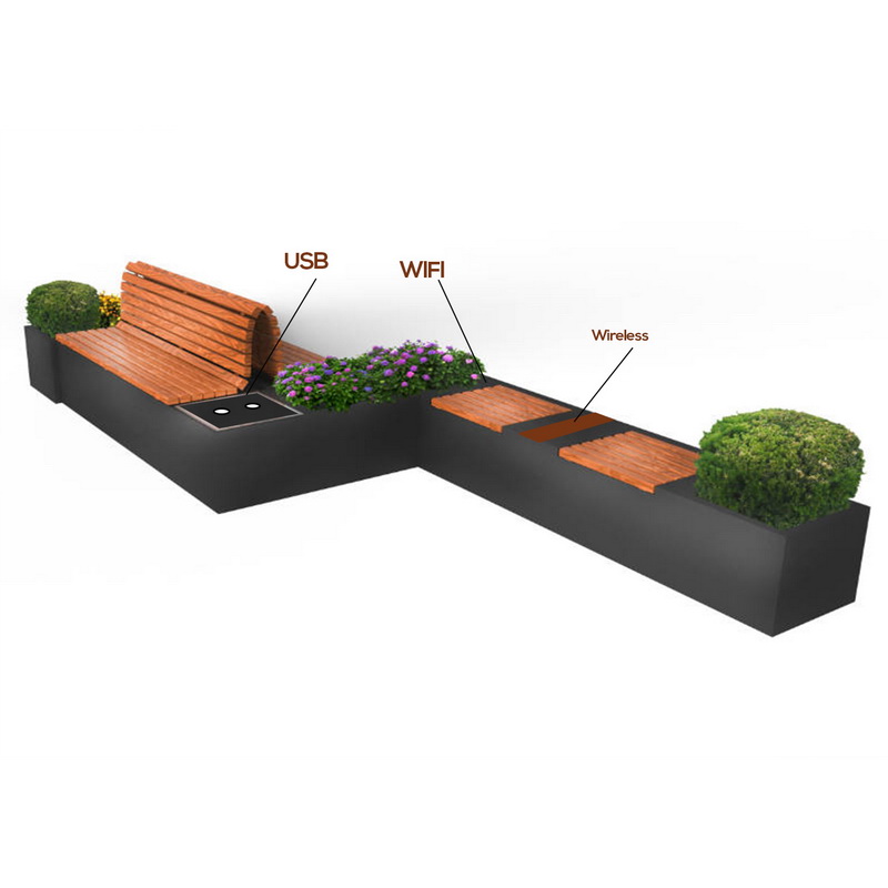 Fasion Design Intelligente functies Professionele fabrikant Solar Outdoor Smart Bench