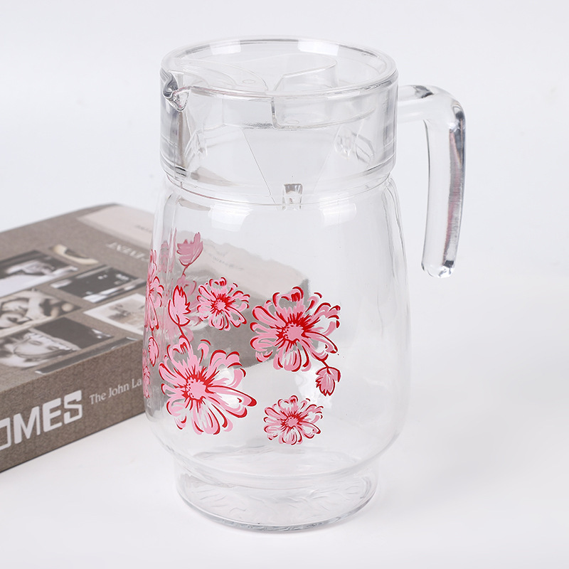 Nieuwe 6pc kop en kan set voor huishoudelijke transparante applique waterkop 6 grote capaciteit glazen theepot groothandel