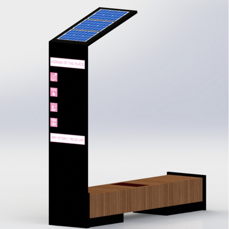 Roestvrij staal Smart Wifi USB Opladen Solar Outdoor Bench met LED-display