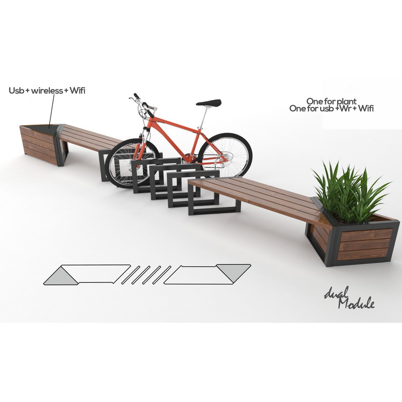 Nieuw ontwerp Draadloos Opladen Smart Solar Garden meubilair Patio Bench voor Park