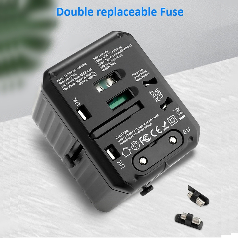 2020 nieuwe 110-250V US AUS UK EU plug mobiele telefoon accessoires 6USB oplader 6A output universele reisadapter met 4USB+2Type-C