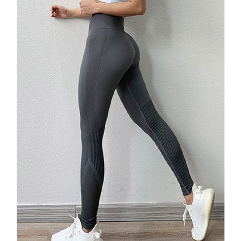 Vrouwen met hoge tails en buikkrappe broeken lopen yoga training snelheid-droge broek leggings mager