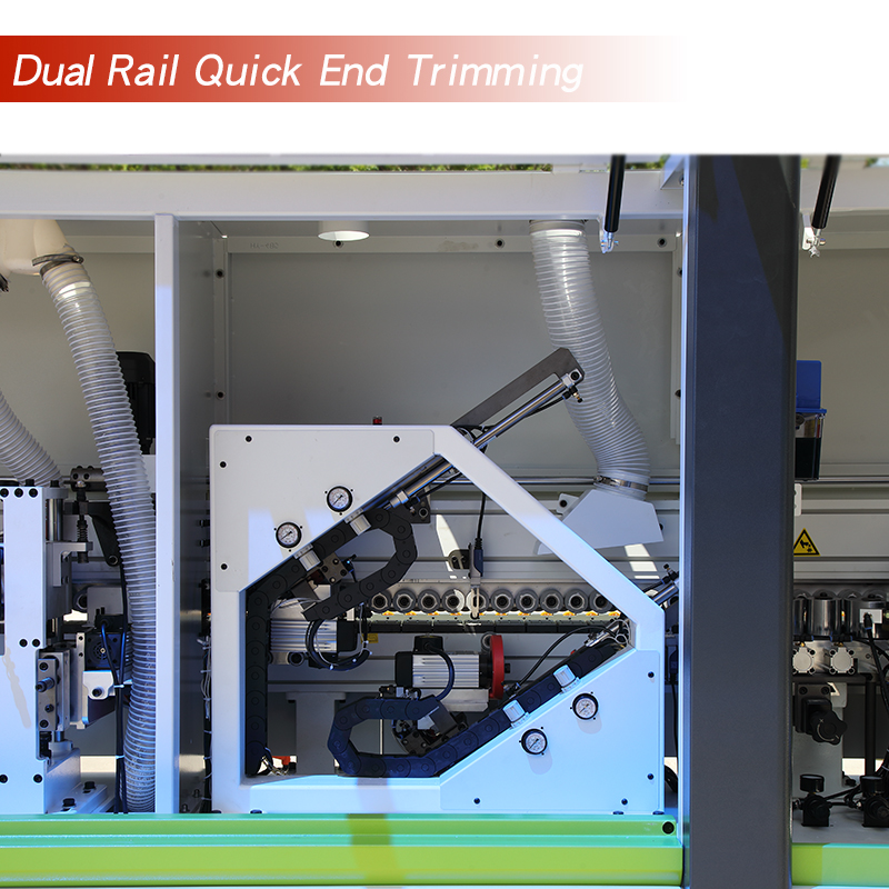 Optionele configuratie van de randbandmachine: 4-motors Corner Trimming/Dual Rail Quick End Trimming