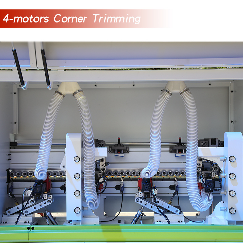 Optionele configuratie van de randbandmachine: 4-motors Corner Trimming/Dual Rail Quick End Trimming