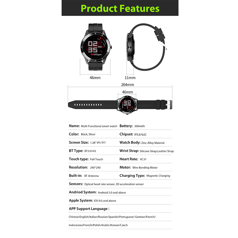 Functionele slimme horloge S11 Zink-Alloy Materiaal
