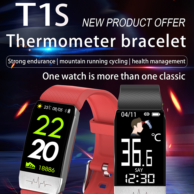 Smart horloge Dynamic Heart rate detectie T1S Color screen Dynamic Heart rate Smart health armband