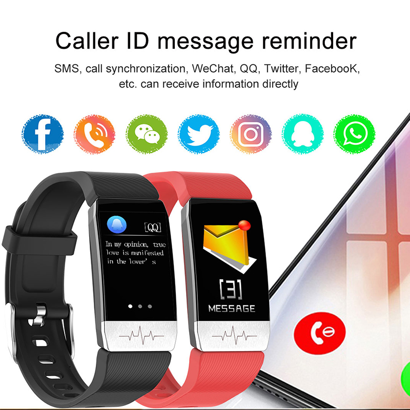 Smart horloge Dynamic Heart rate detectie T1S Color screen Dynamic Heart rate Smart health armband