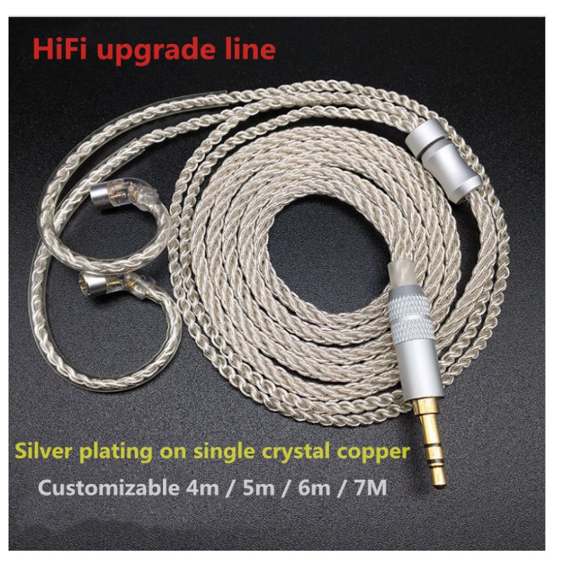 Kabel voor de opwaardering van de oortelefoon van DIY IE80 /se846 koorts 4N single crystal plaveid silver earphone upgrade kabel