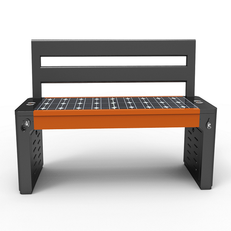 Grote Formaat WPC Wood Galvanized Steel Smart Voice Solar Bench