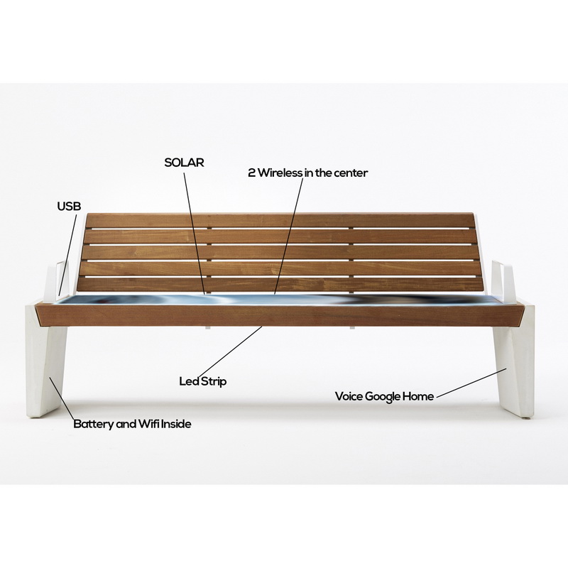 Nieuw ontwerp Hout Kleur Hoge Kwaliteit Solar Smart Bench