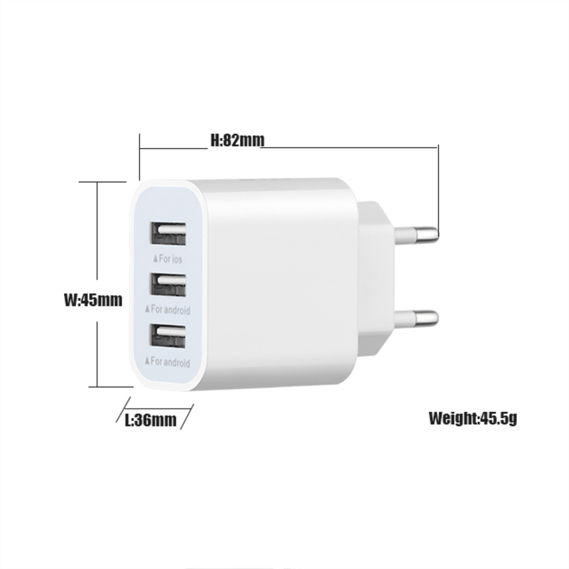 Elektrische pluggen Mobiele telefoon Fast Charger Universal adapter 3USB-oplader draagbare oplader