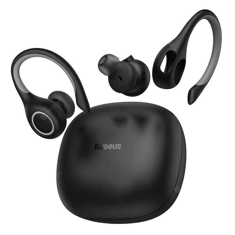 Baseus Encok W17 Sport Bluetooth Earbudds TWS Draadloze koptelefoons Hoofdlijnen Ondersteuning Qi Wireless Charding Smart Touch IP55 Waterproof --Black