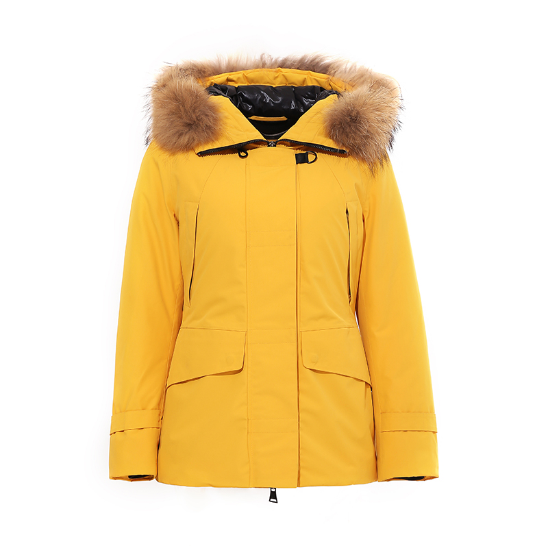 Ladies parka met een natuurlijk bontjas