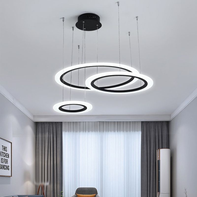 Fancy moderne acryl cirkel verlichting ring kroonluchters armatuur ronde hangende licht ronde led hanglamp voor restaurant