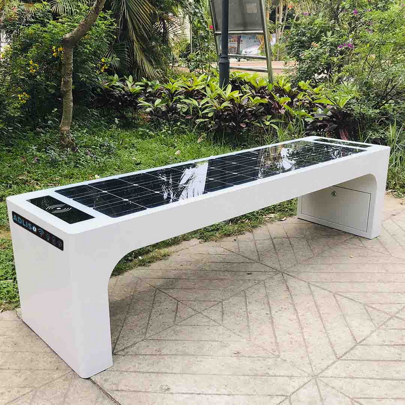 USB Phone Charger Outdoor Street Furniture Solar Powered Smart Garden Bench