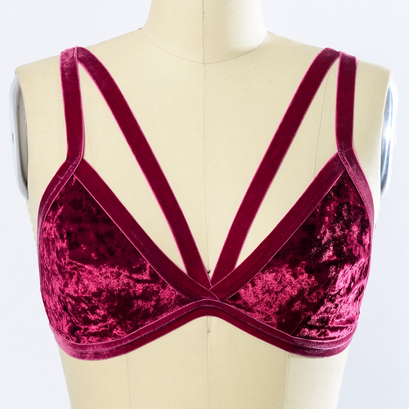 GA-5316Grace Meisje Verpletterd Fluwelen Strappy Bralette