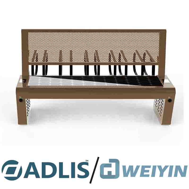Roestvrij staal Zwarte Kleur Draadloze Charger Solar Bench for Mobile
