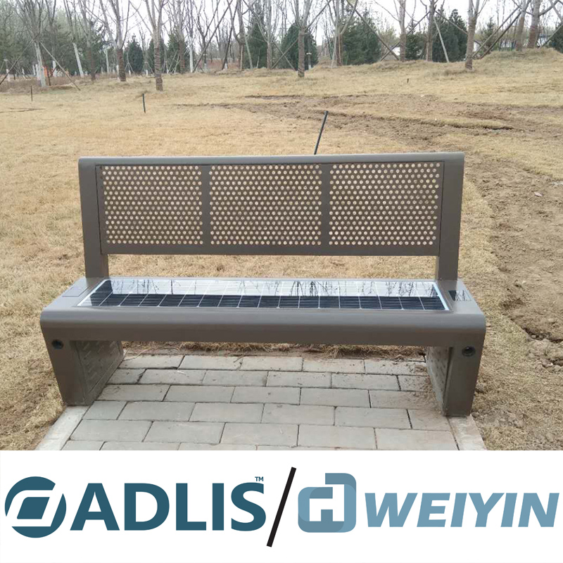 Roestvrij staal Zwarte Kleur Draadloze Charger Solar Bench for Mobile