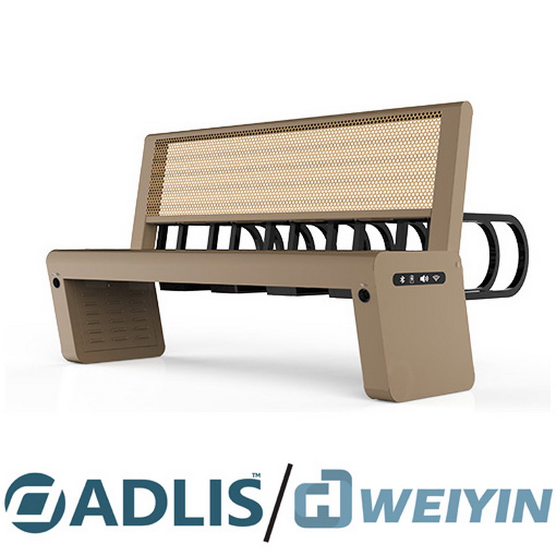 Roestvrij staal Zwarte Kleur Draadloze Charger Solar Bench for Mobile