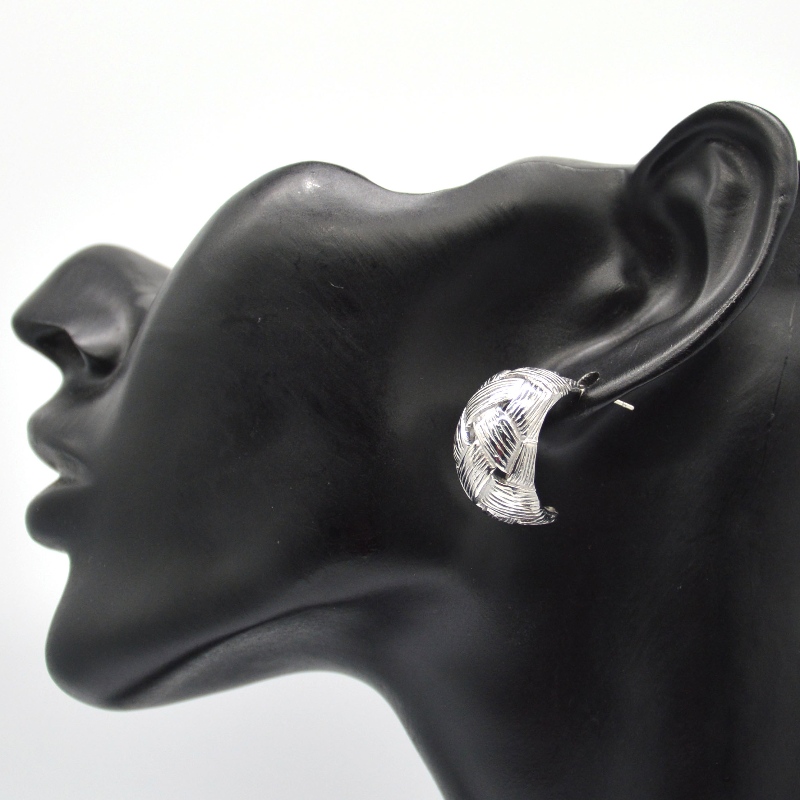 Zilveren oorbellen dames ronde gegraveerde twill oorbellen, China Ruifanbao sieraden verwerkingsfabriek