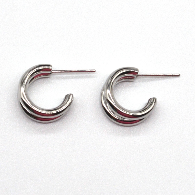 Dikke zilveren hoepel oorbellen dubbele C-ring retro geometrische metalen rock punk ronde cirkel bungelende oorbellen voor vrouwelijke meisjes oorbellen sieraden China Ruifanbao sieraden verwerking fabriek