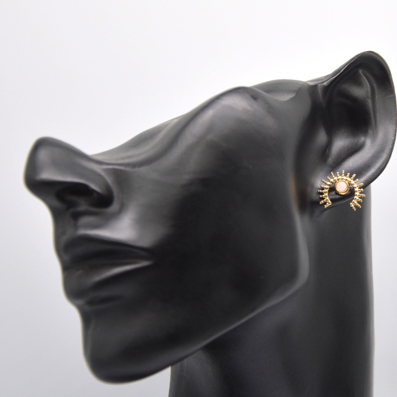 Vergulde agaat oorbellen, roestvrij staal gouden dames oorbellen Ruifanbao China sieraden verwerking fabriek