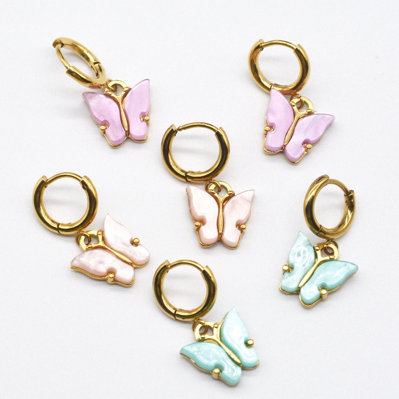 Vrouwelijke vlinderoorbellen, kleurrijke vlindersieraden, vergulde vrouwelijke bengelende oorringen, dames vakantiecadeaus China Ruifanbao sieradenwinkel