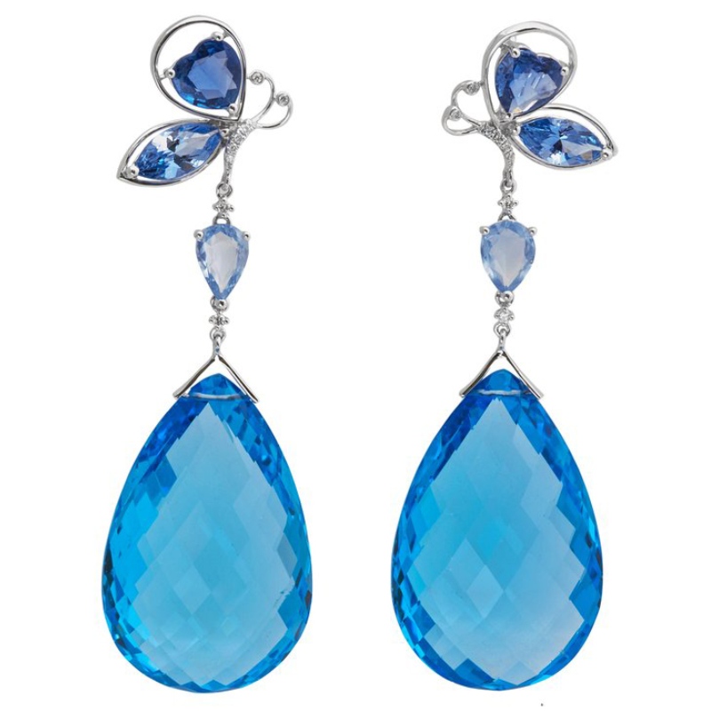 925 sterling zilveren vlinder hanger oorbellen klauw instelling vakmanschap China Ruifanbao sieraden verwerking fabriek