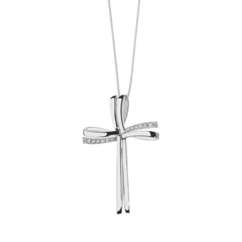Womens eenvoudige cross kleverige steen 925 zilveren ketting China Ruifanbao sieraden aangepaste verwerkingsfabriek