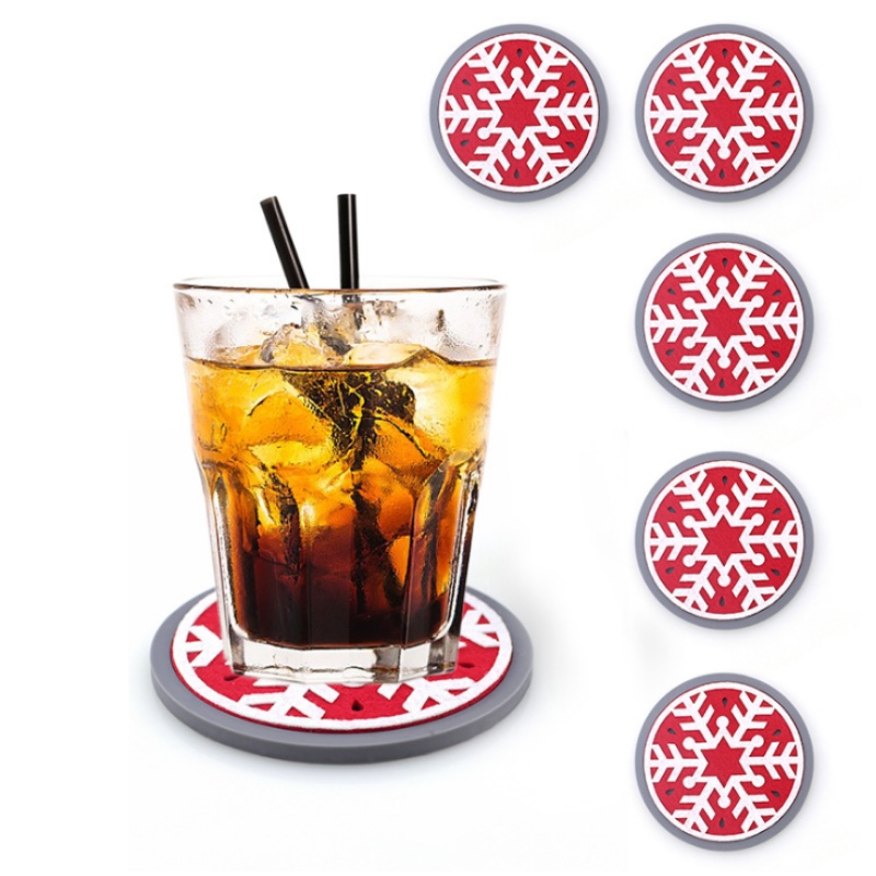 10 ronde verdikte kerstvilt onderzetter