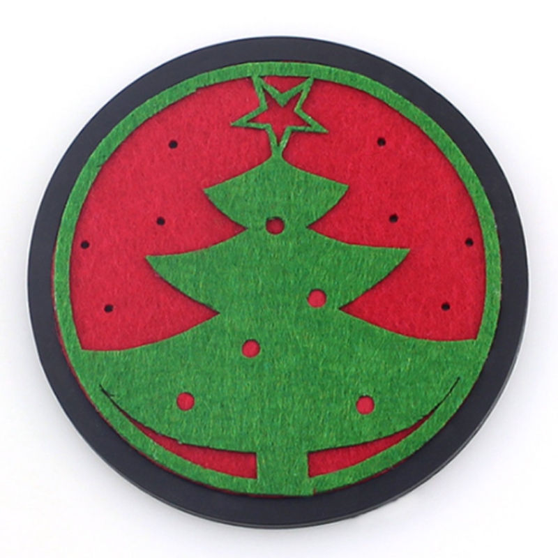 10 ronde verdikte kerstvilt onderzetter