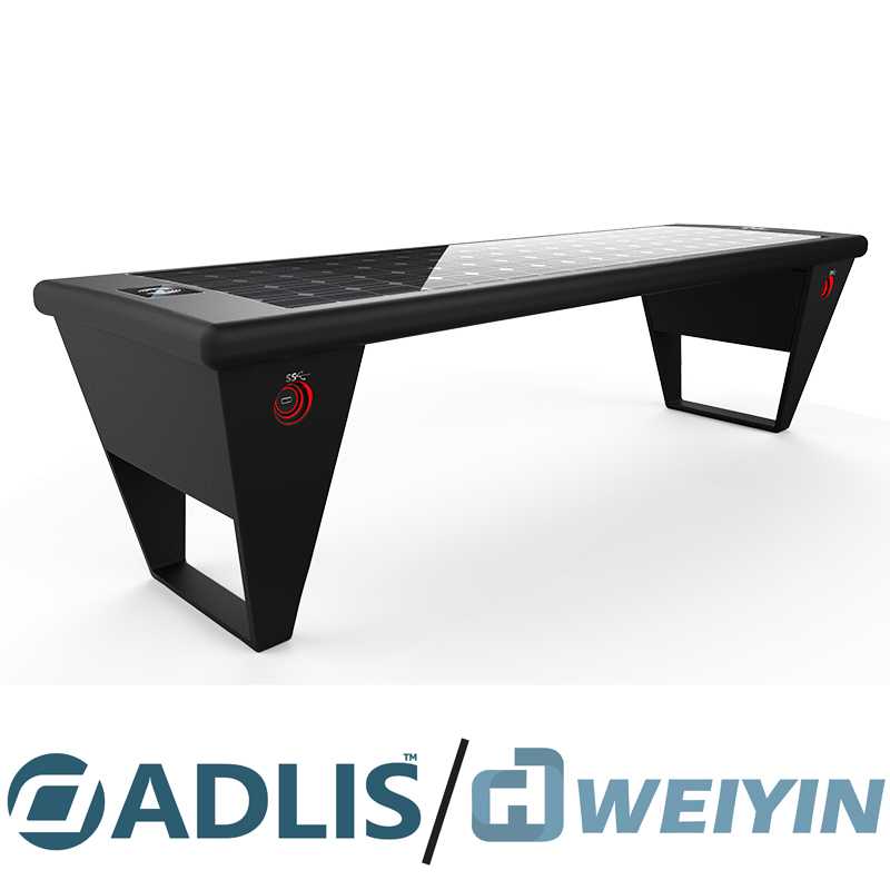 Hoogwaardig materiaal Aangepaste kleur Draadloos opladen Smart Street Bench