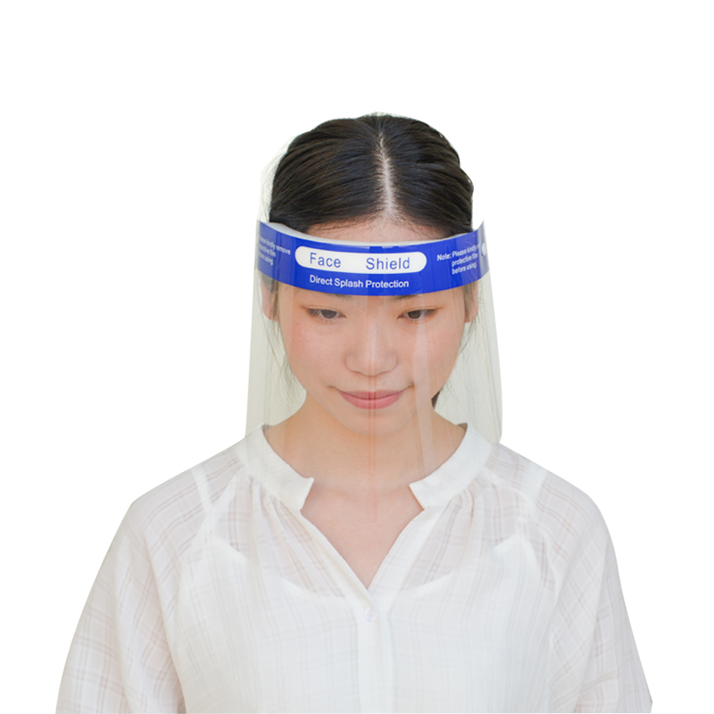 Aangepast logo Herbruikbare volledige gezichtsvizier Transparante plastic gelaatsscherm Hoofdband met spons