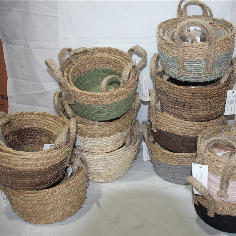 House ware originele natuurlijke stro mandtas met trekkoord