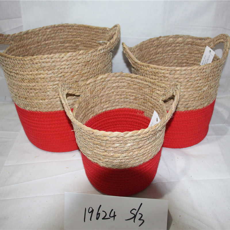Handgemaakte stro opbergdoos zeegras mand rotan fruit container make-up organizer geweven opbergmanden